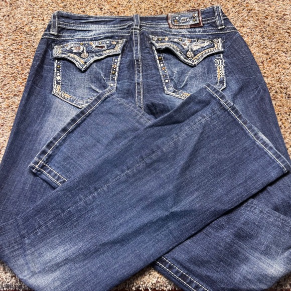 Miss Me Denim - Miss Me Womens Mid Rise Bootcut Jeans MP8518B Dark Wash Embellished Size 31x34